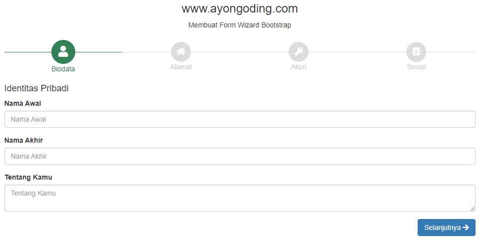 Membuat form wizard bootstrap step 1