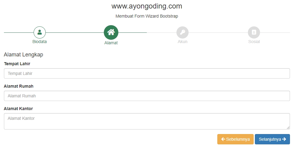Membuat form wizard bootstrap step 2