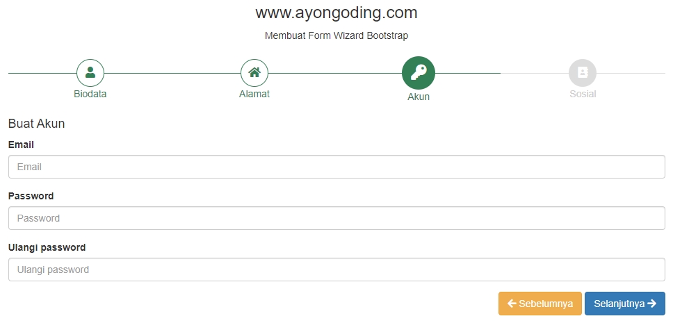 Membuat form wizard bootstrap step 3