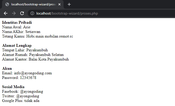 Proses Submit Form Wizard
