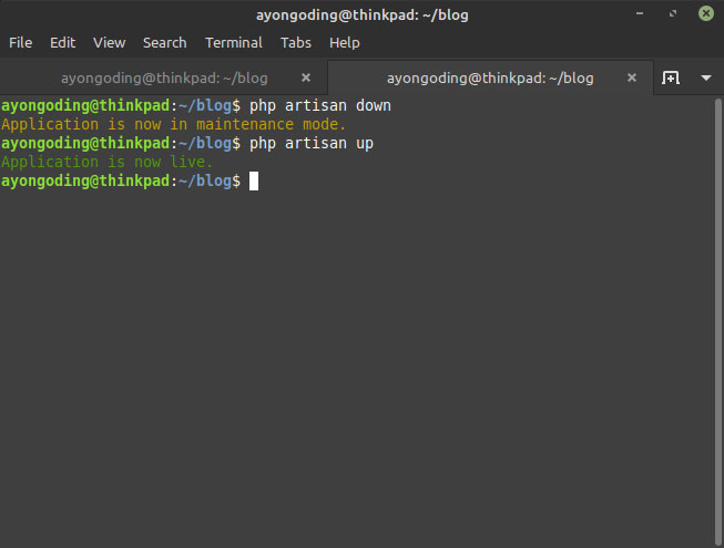 Perintah php-artisan-up Laravel