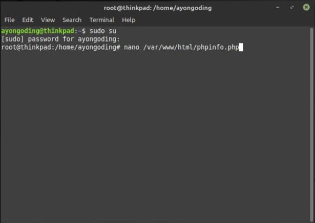 Buat sebuah File phpinfo.php