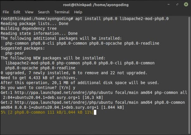 Install PHP 8.0