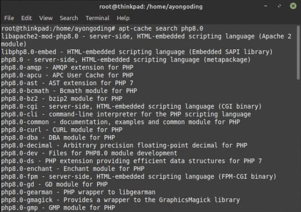Melihat Ekstensi PHP tersedia