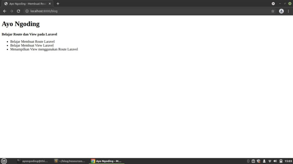 Membuat Route pada Laravel