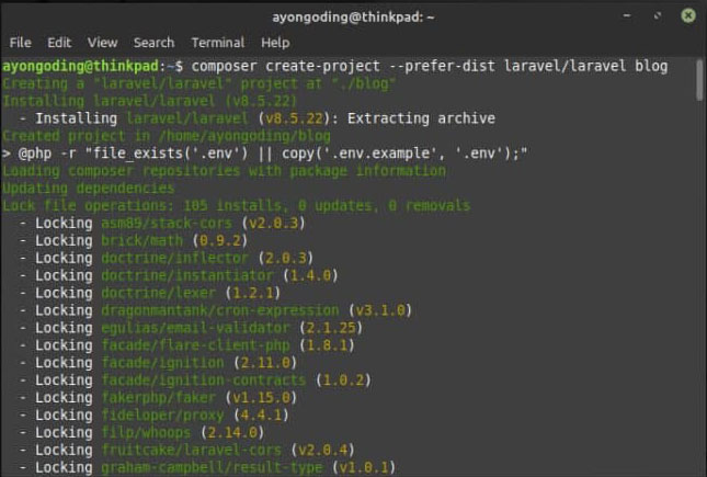 Menggunakan Composer create-project