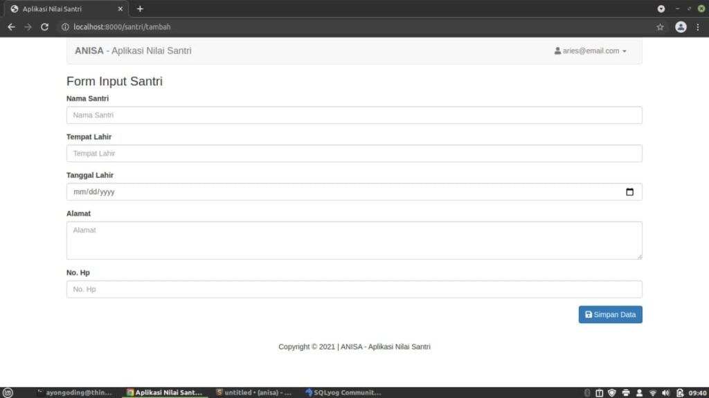 Input Data ke Database dengan Laravel