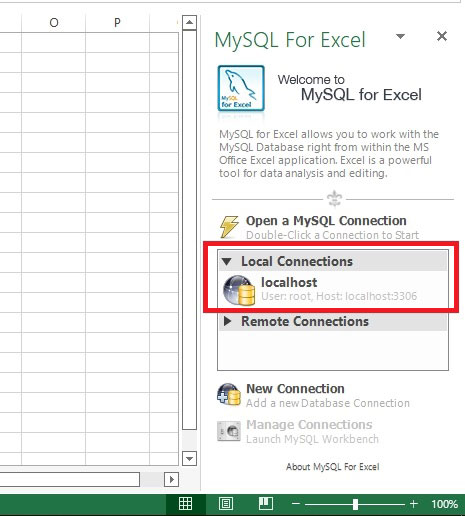 Local Connection MySQL for Excel