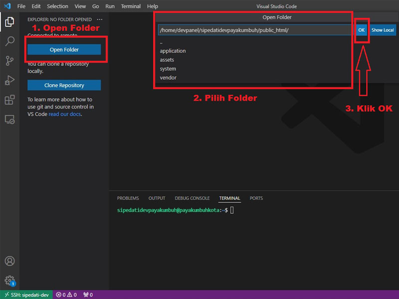 Open Folder Remote Server