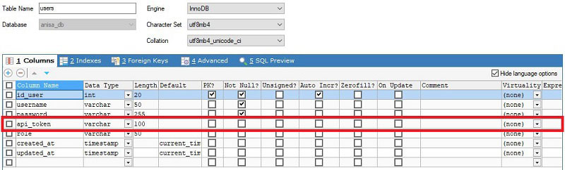 Membuat Tabel Users Laravel