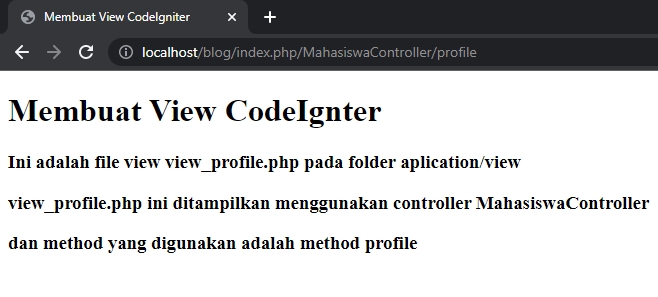 Membuat view pada codeigniter